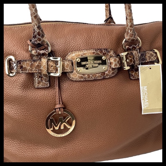 Michael Kors Hamilton Weekender 
Large Leather Handbag Color: Luggage - Picture 2 of 7